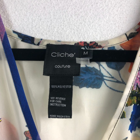 Cliche'‎ Couture Size M Sheer Tunic Flowy Top Floral - Picture 3 of 8